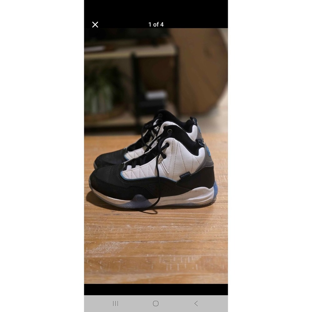 AND1 Boys White Black & Blue Hightop Lace Up Basketball Sneakers Size 5 Youth